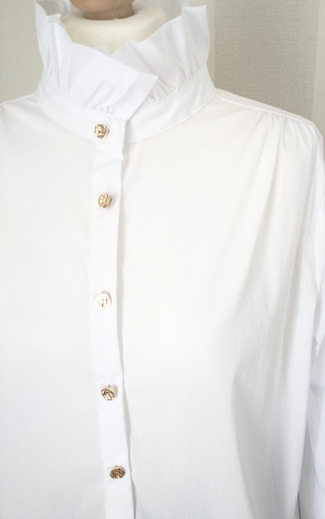 Chemisier Blanc Col Victorien - Manches Ballon Romantique Chic