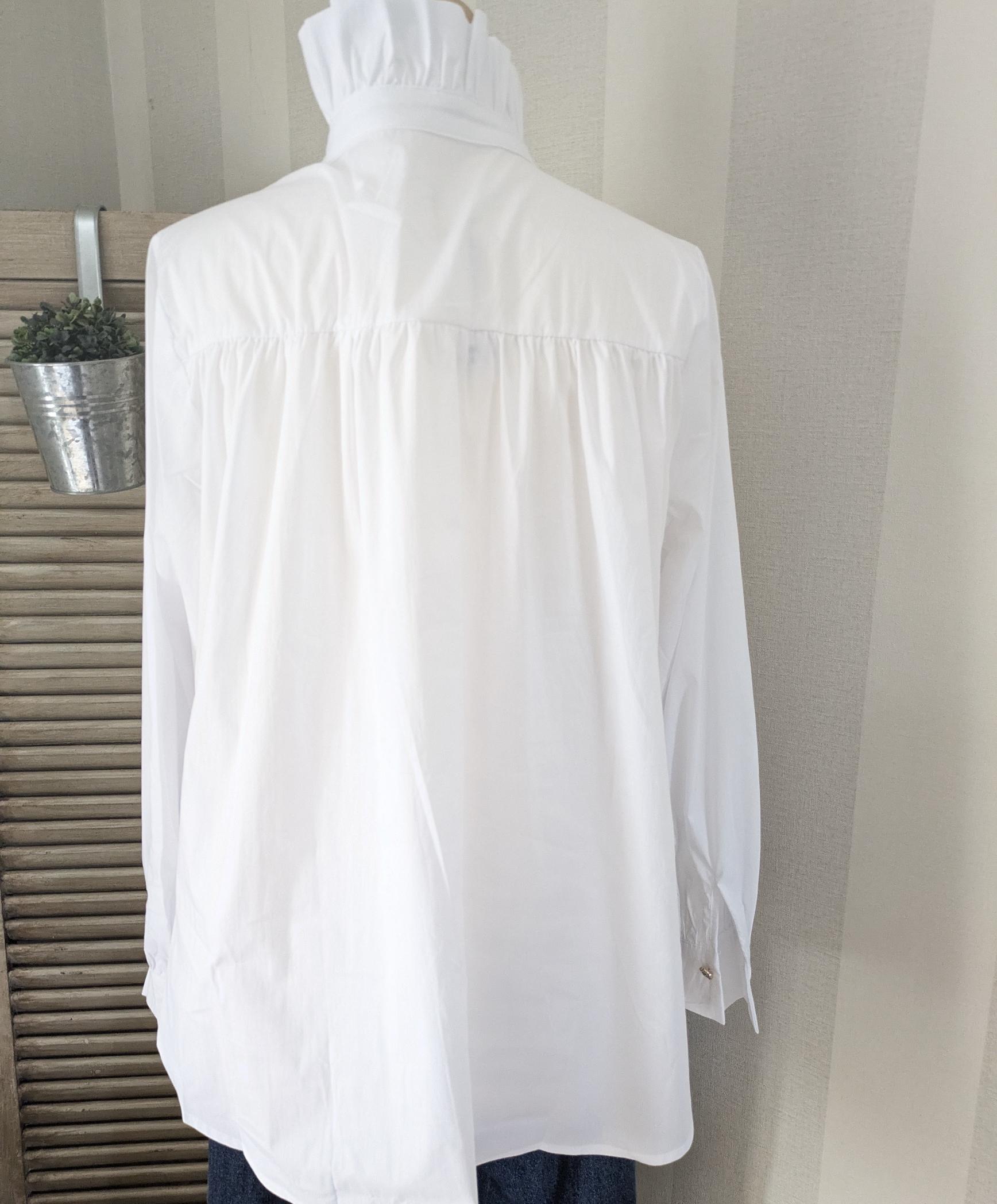 Chemisier Blanc Col Victorien - Manches Ballon Romantique Chic