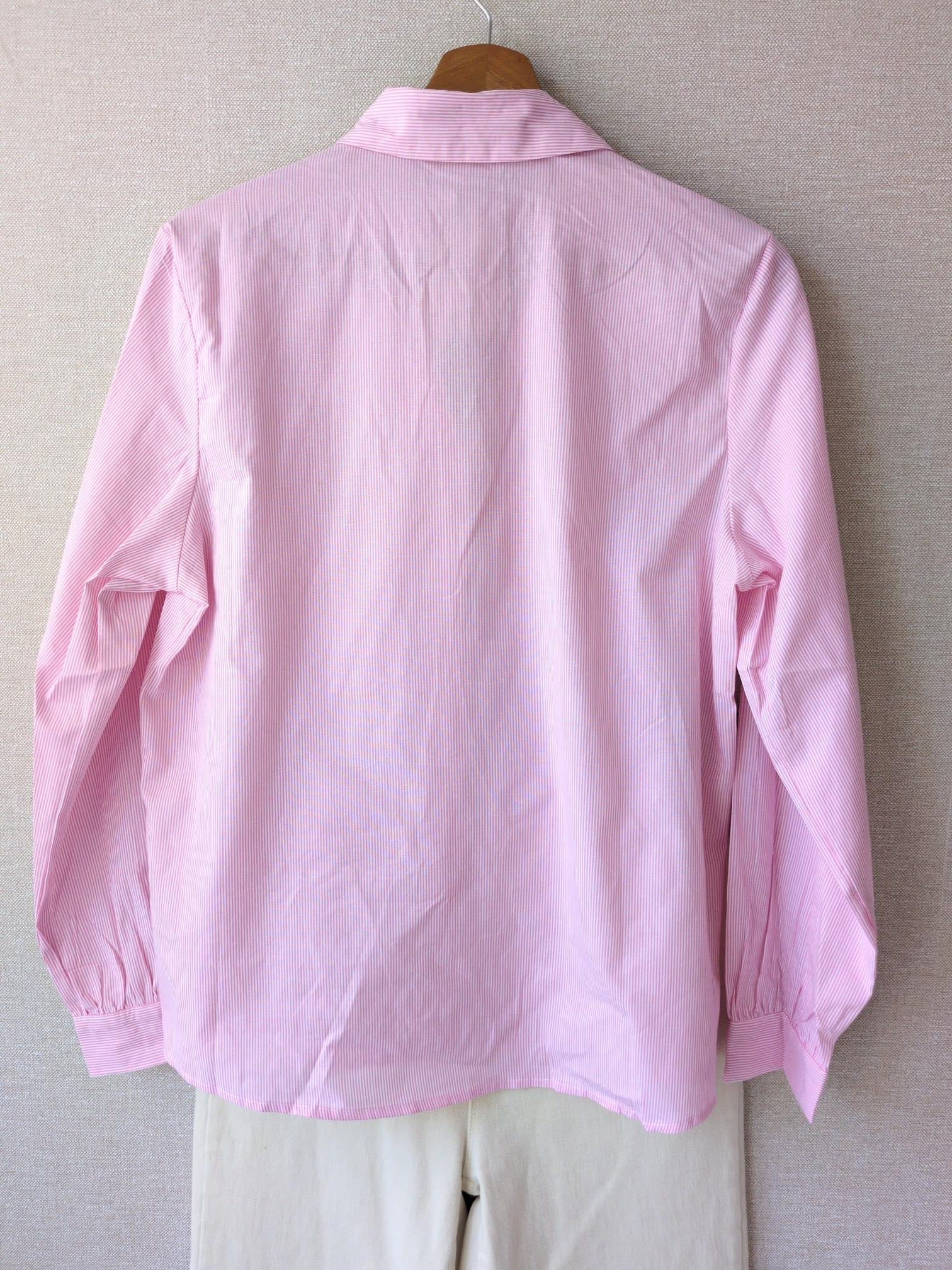 Chemise Rose Rayée Broderies Florales 100% Coton