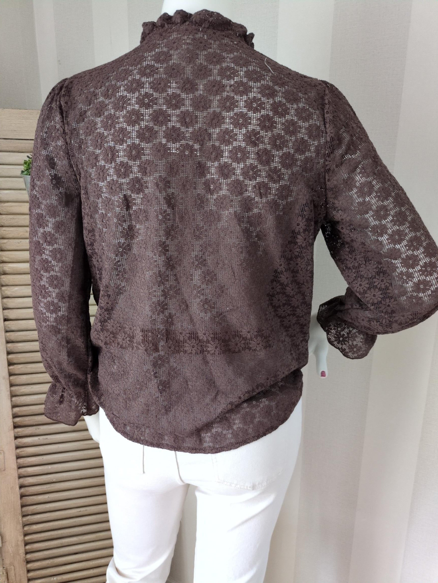 Chemise Broderie Anglaise Marron Season Coton - Volants Romantiques