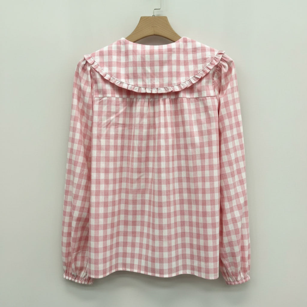 Chemise Vichy Rose Lili&lala Coton - Col Claudine Romantique