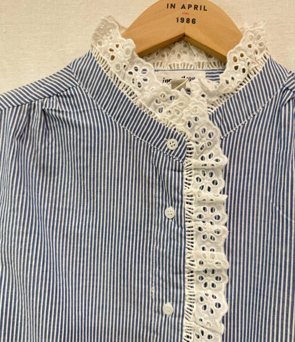 Chemise rayée à détails broderie anglaise