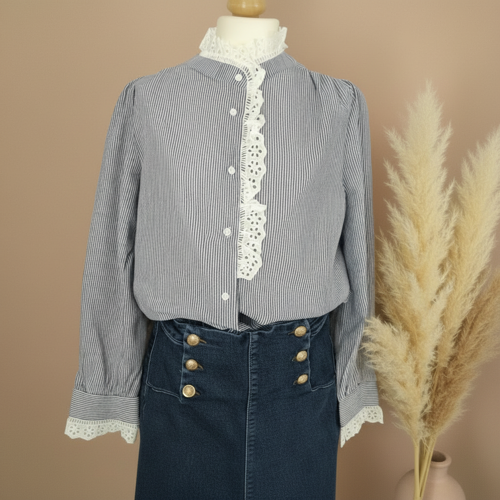 Chemise rayée bleue fond cohérent avec pampa