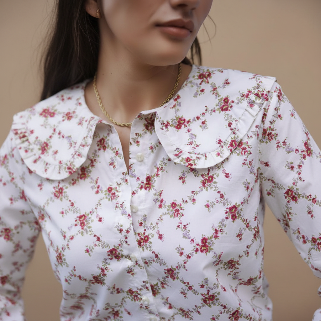 Chemise Fleurie Liberty Col Claudine - In April 1986