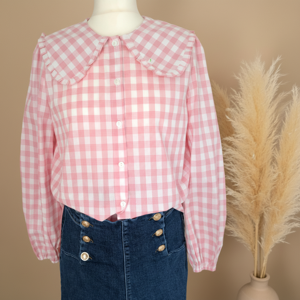 Chemise Vichy Rose Lili&lala Coton - Col Claudine Romantique