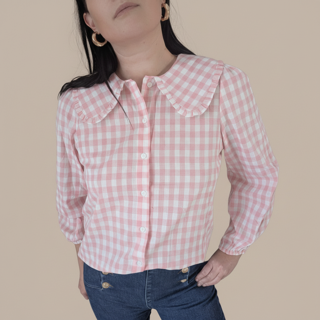 Chemise Vichy Rose Lili&lala Coton - Col Claudine Romantique