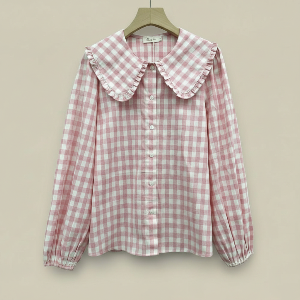 Chemisier vichy rose recadré