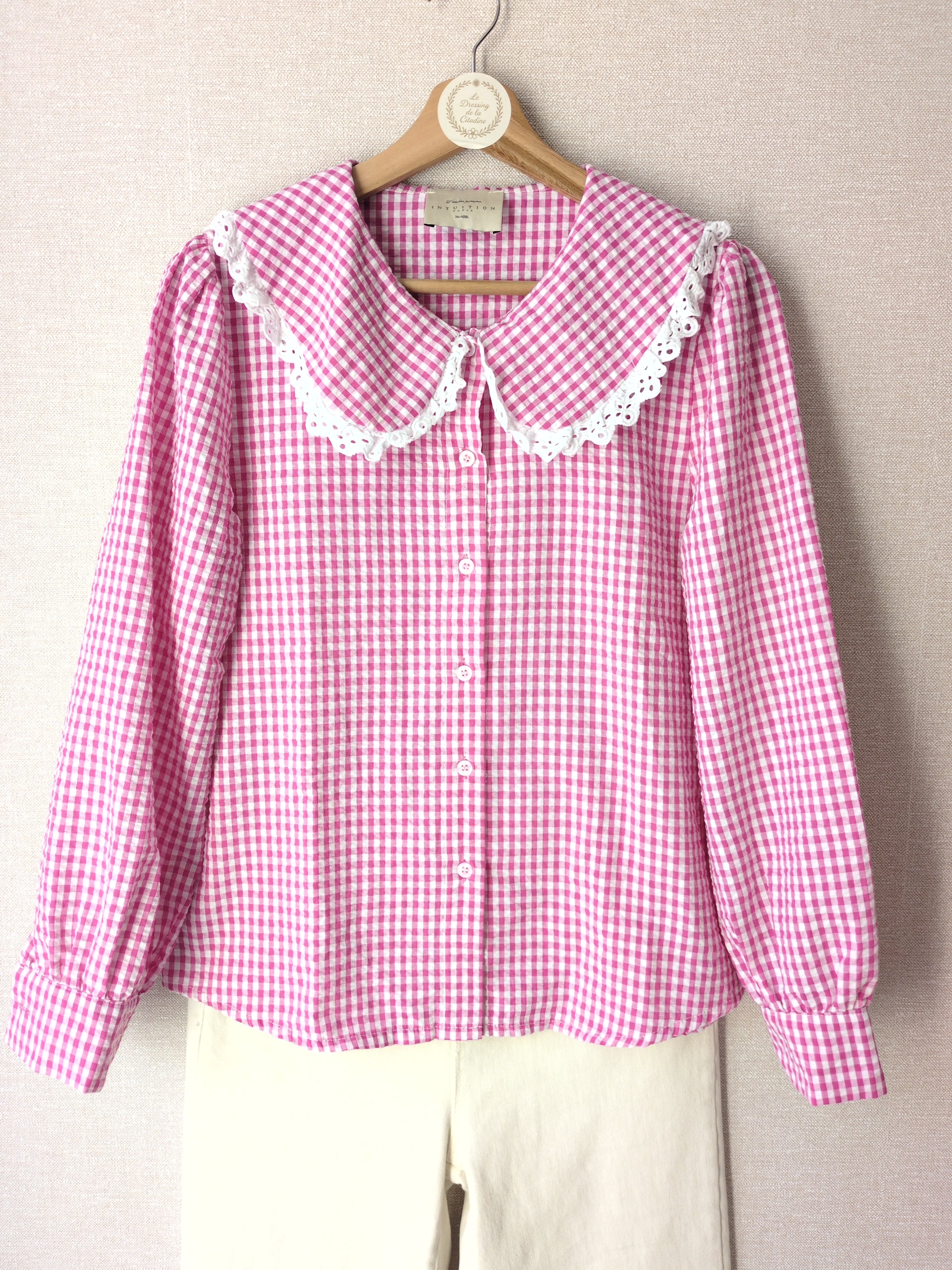 Chemisier Vichy rose Intuition – Taille S