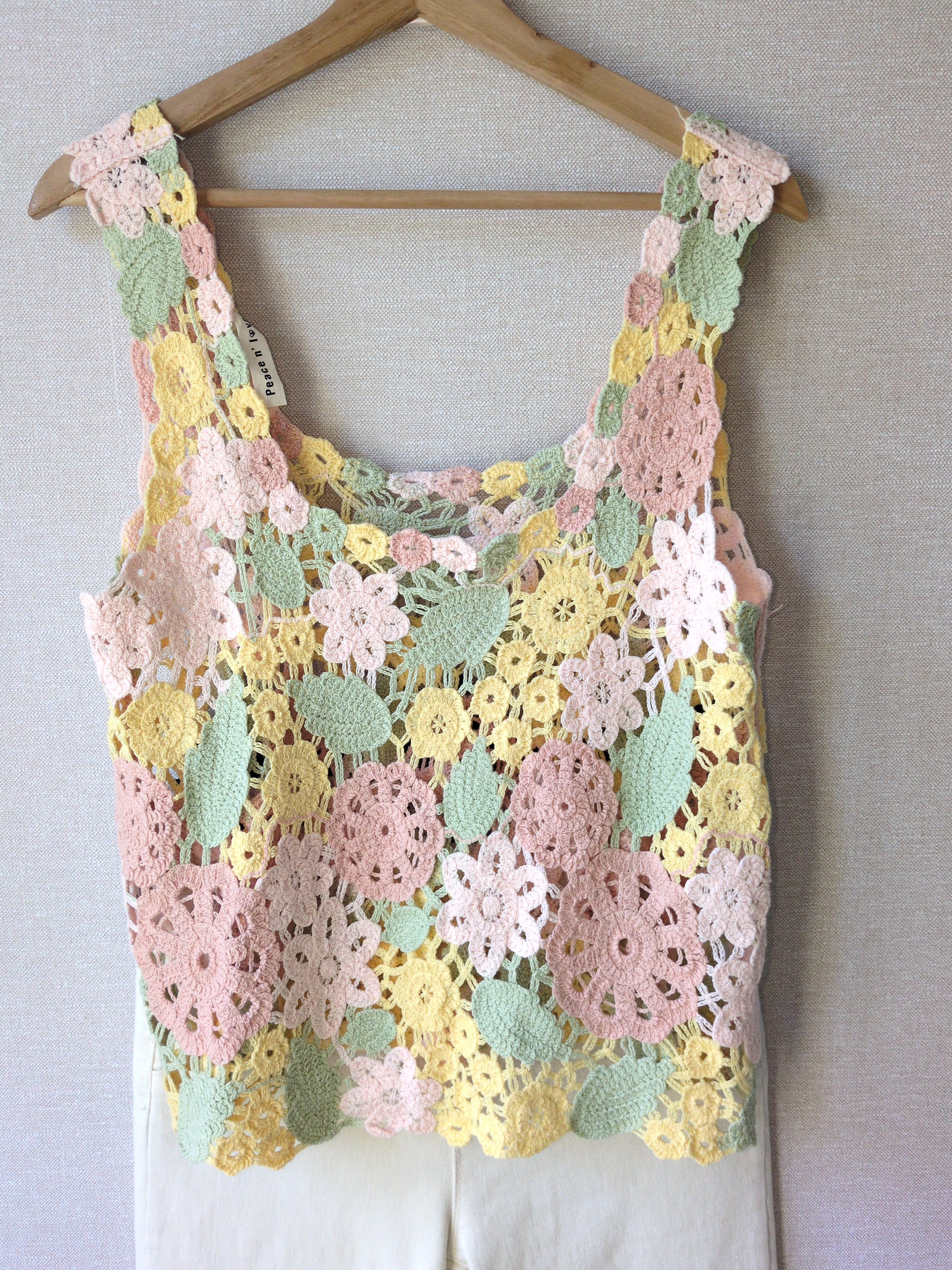 Top en crochet Peace n' Love – Taille unique