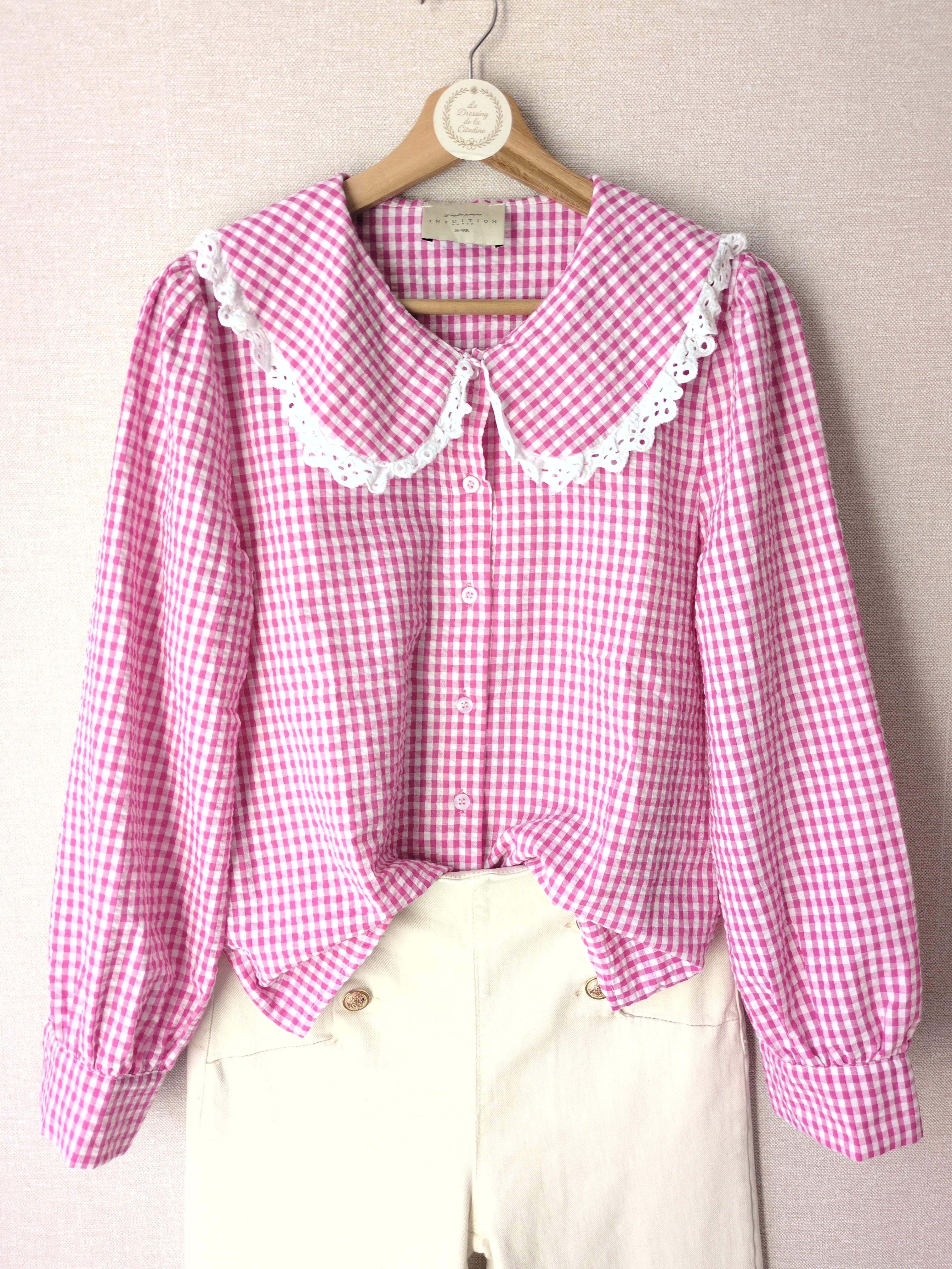 Chemisier Vichy rose Intuition – Taille S