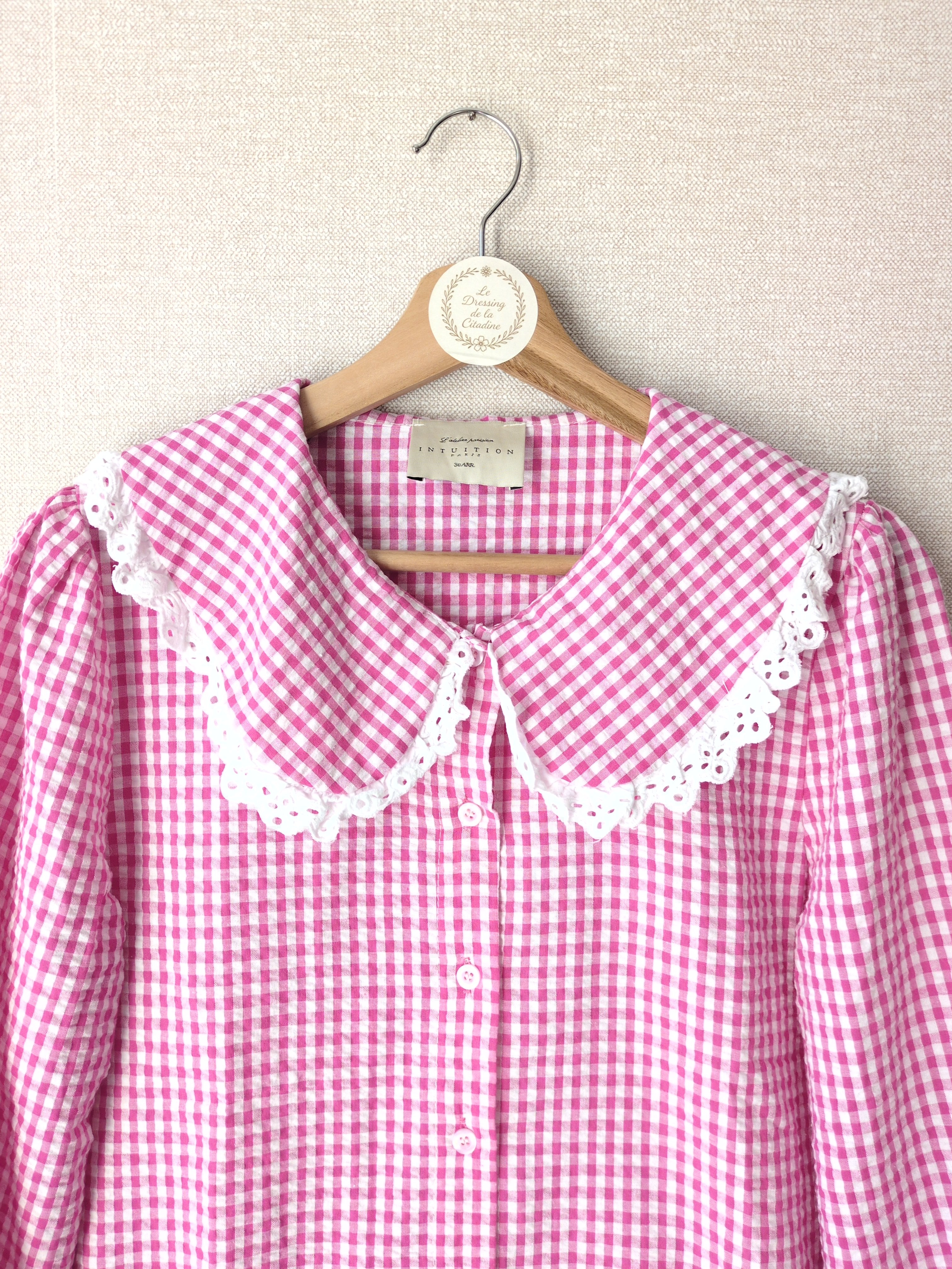 Chemisier Vichy rose Intuition – Taille S