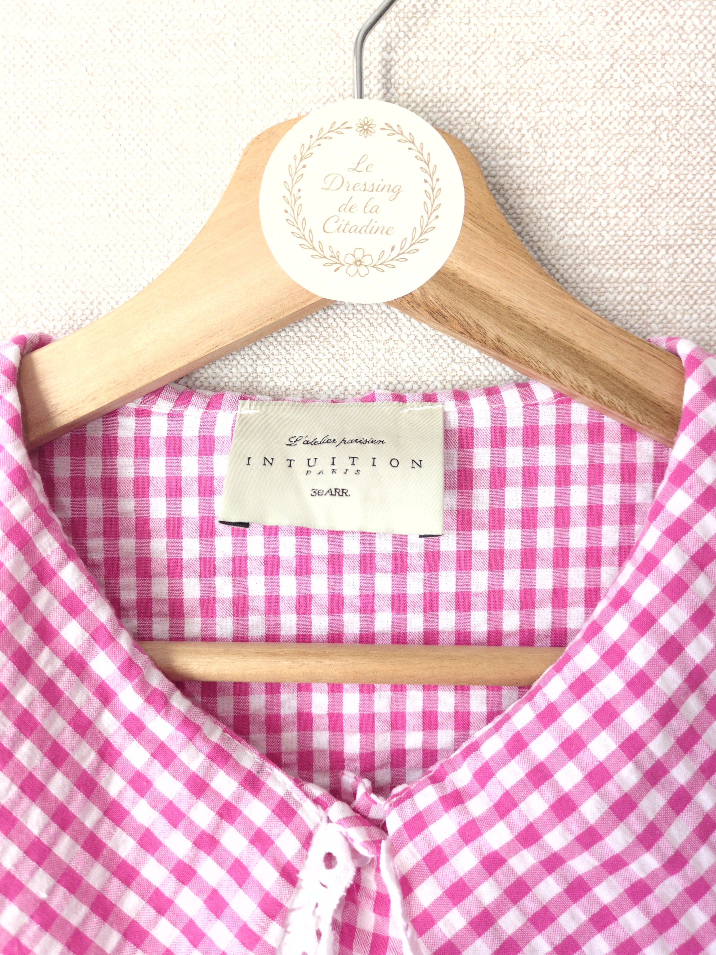 Chemisier Vichy rose Intuition – Taille S